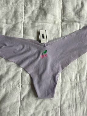 NWT Victoria's Secret PINK No-Show High-Leg Thong Purple Panty - L